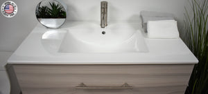 Volpa USA Napa 36" Modern Wall-Mounted Floating Bathroom Vanity Ash Gray MTD-3336AG-1 ohmiu