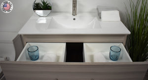 Volpa USA Napa 36" Modern Wall-Mounted Floating Bathroom Vanity Ash Gray MTD-3336AG-1 tdmiu