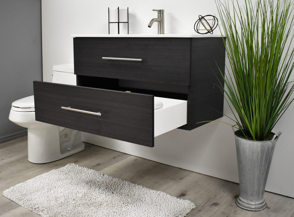 Volpa USA Napa 36" Modern Wall-Mounted Floating Bathroom Vanity Black Ash MTD-3336BA-1 ao