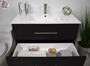 Volpa USA Napa 36" Modern Wall-Mounted Floating Bathroom Vanity Black Ash MTD-3336BA-1 bdmiu