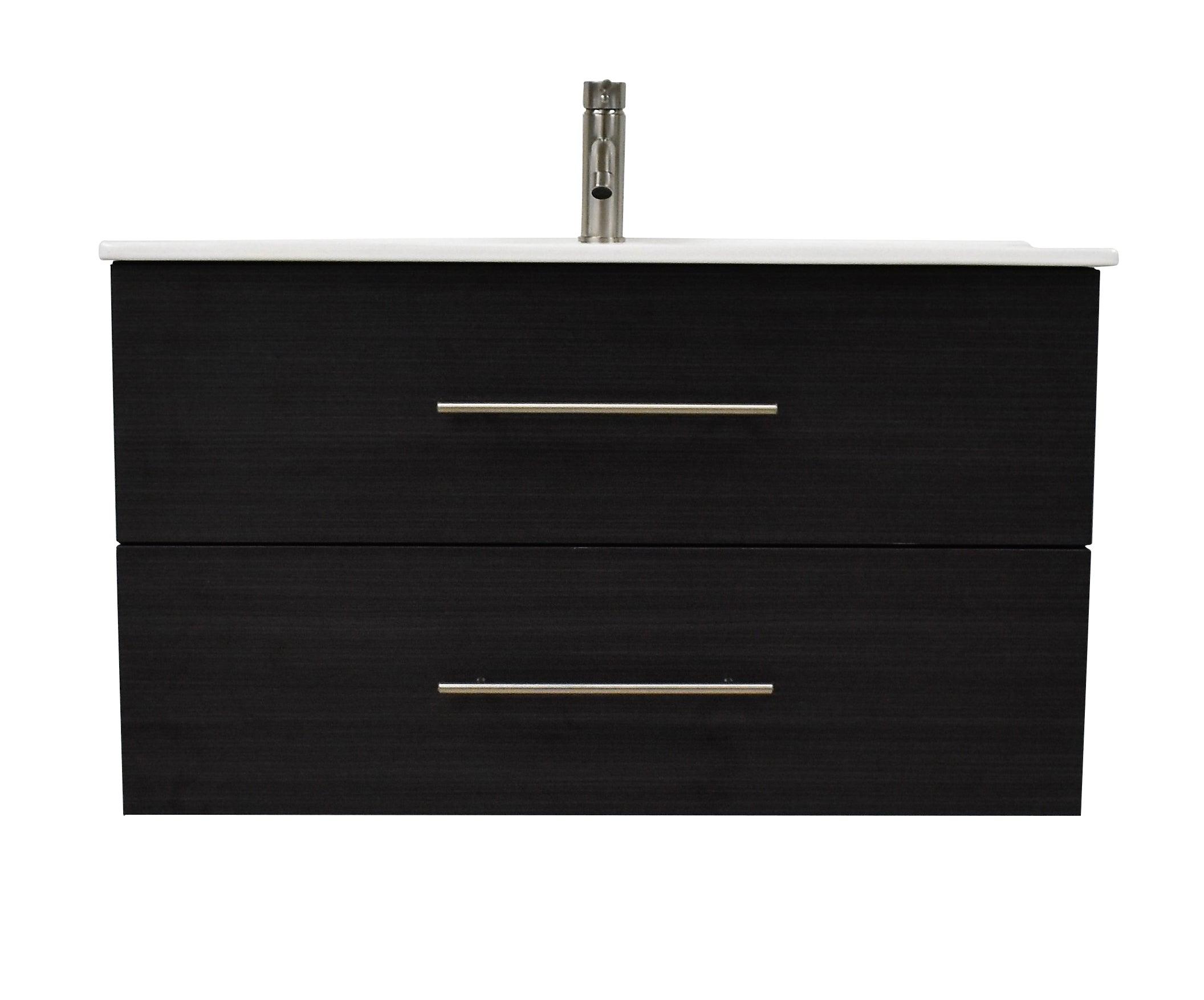 Volpa USA Napa 36" Modern Wall-Mounted Floating Bathroom Vanity Black Ash MTD-3336BA-1