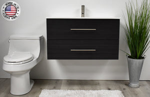 Volpa USA Napa 36" Modern Wall-Mounted Floating Bathroom Vanity Black Ash MTD-3336BA-1  fpmiu