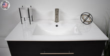 Load image into Gallery viewer, Volpa USA Napa 36&quot; Modern Wall-Mounted Floating Bathroom Vanity Black Ash MTD-3336BA-1 omiu