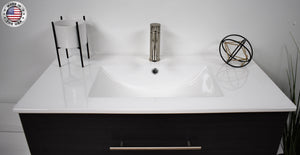 Volpa USA Napa 36" Modern Wall-Mounted Floating Bathroom Vanity Black Ash MTD-3336BA-1 omiu