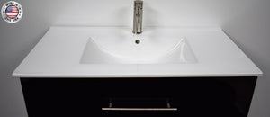 Volpa USA Napa 36" Modern Wall-Mounted Floating Bathroom Vanity Black MTD-3336BK-1 cmiu