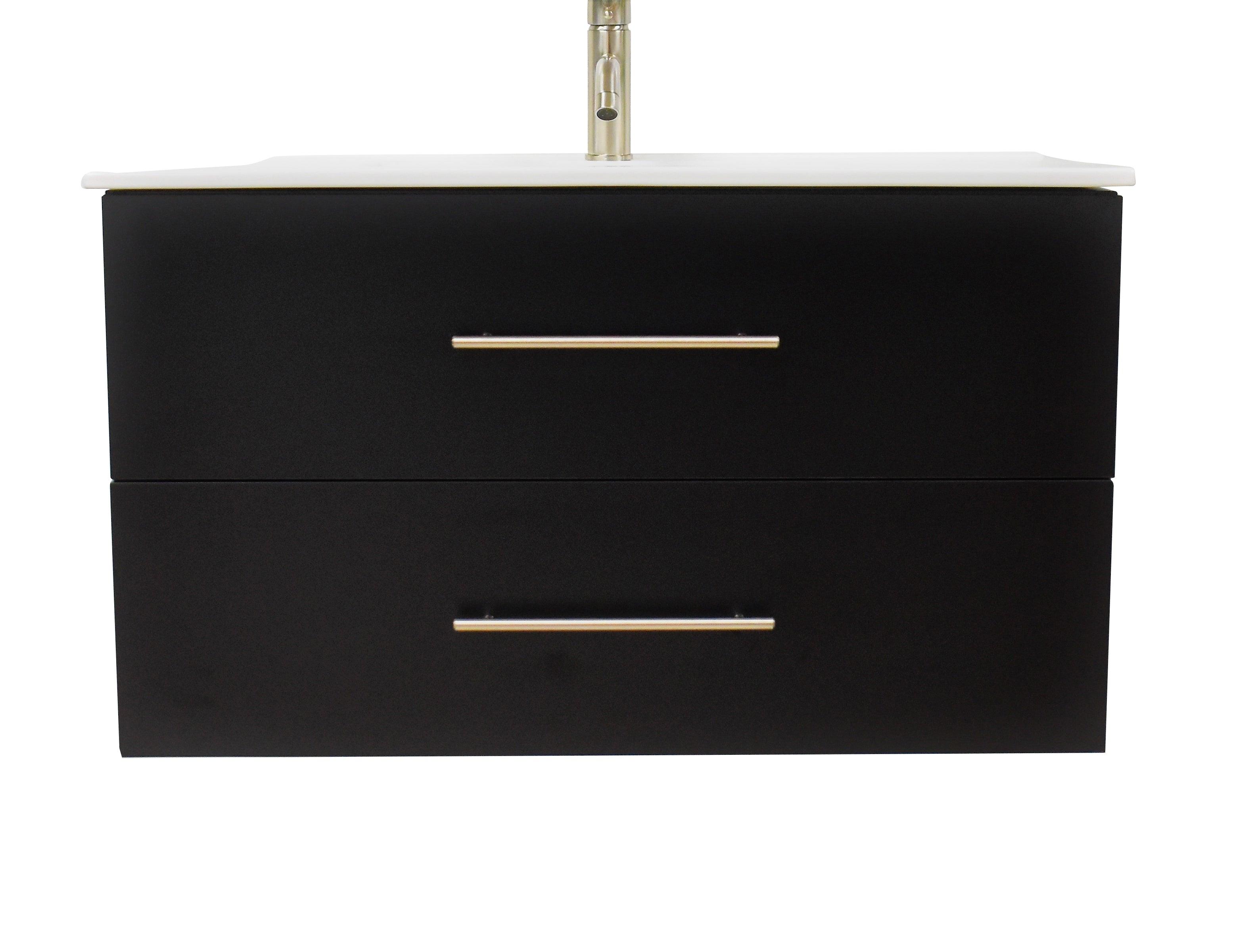 Volpa USA Napa 36" Modern Wall-Mounted Floating Bathroom Vanity Black MTD-3336B-1