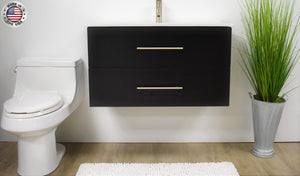 Volpa USA Napa 36" Modern Wall-Mounted Floating Bathroom Vanity Black MTD-3336BK-1  fmiu