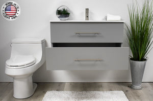 Volpa USA Napa 36" Modern Wall-Mounted Floating Bathroom Vanity Grey MTD-3336G-1 fomiu