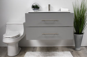 Volpa USA Napa 36" Modern Wall-Mounted Floating Bathroom Vanity Grey MTD-3336G-1 fto