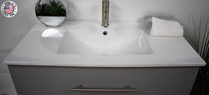 Volpa USA Napa 36" Modern Wall-Mounted Floating Bathroom Vanity Grey MTD-3336G-1 ohmiu