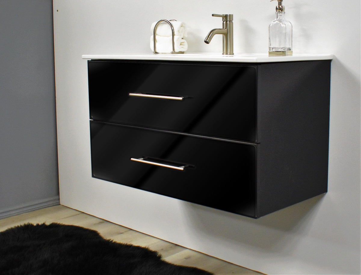Volpa USA Napa 36" Modern Wall-Mounted Floating Bathroom Vanity Glossy Black MTD-3336GB-1 a