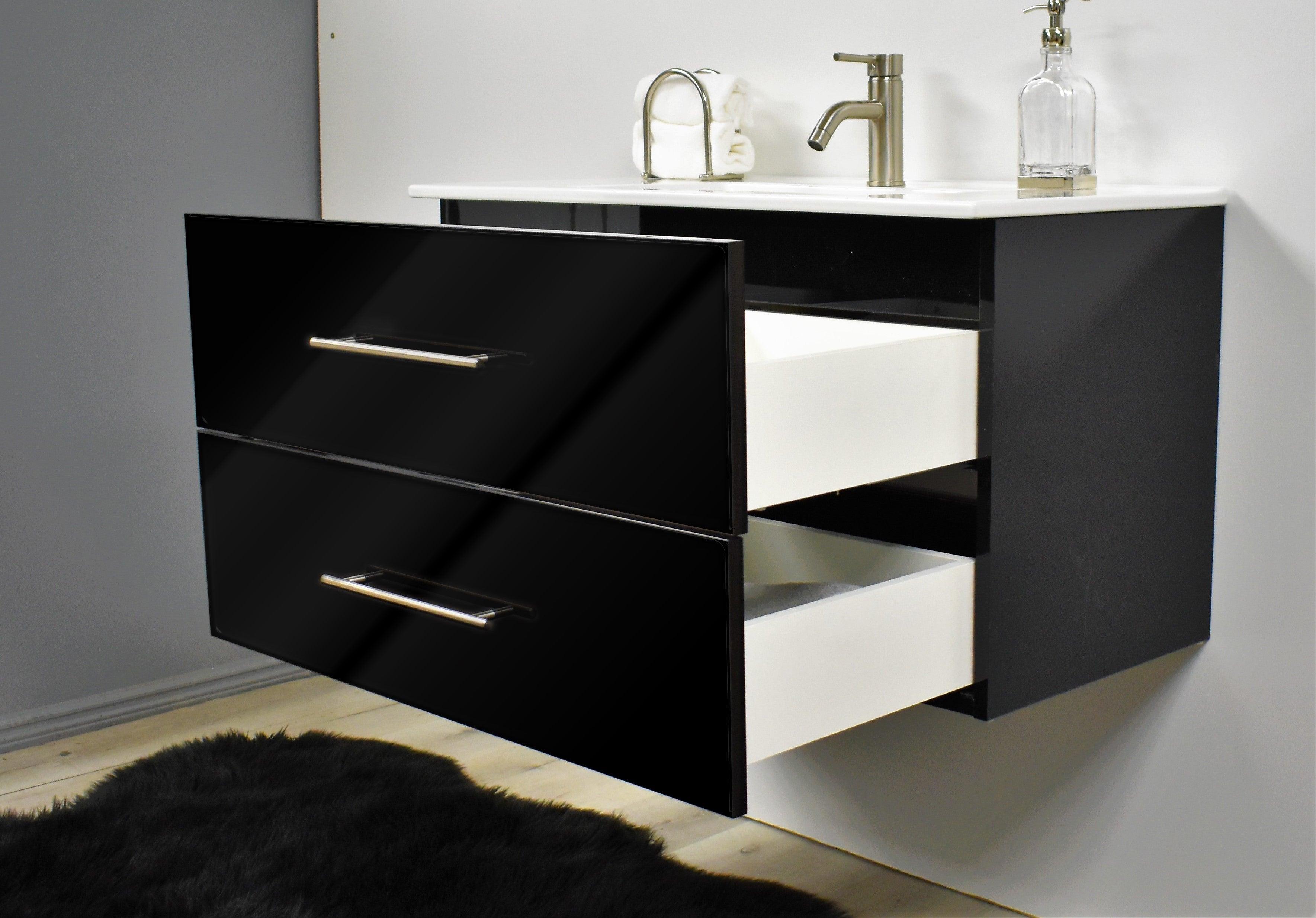 Volpa USA Napa 36" Modern Wall-Mounted Floating Bathroom Vanity Glossy Black MTD-3336GB-1 ao