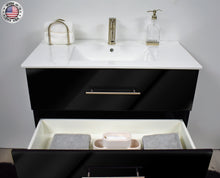 Load image into Gallery viewer, Volpa USA Napa 36&quot; Modern Wall-Mounted Floating Bathroom Vanity Glossy Black MTD-3336GB-1 bdmiu