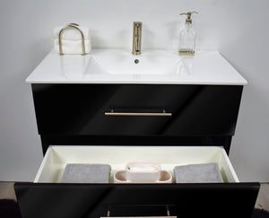 Volpa USA Napa 36" Modern Wall-Mounted Floating Bathroom Vanity Glossy Black MTD-3336GB-1 bd