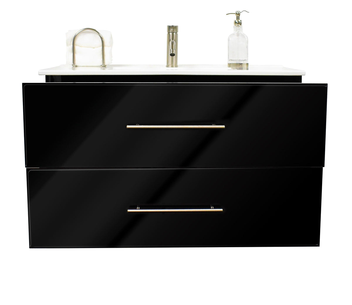 Volpa USA Napa 36" Modern Wall-Mounted Floating Bathroom Vanity Glossy Black MTD-3336GB-1