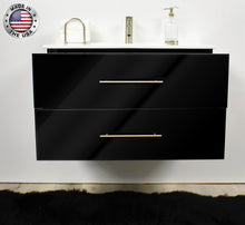 Load image into Gallery viewer, Volpa USA Napa 36&quot; Modern Wall-Mounted Floating Bathroom Vanity Glossy Black MTD-3336GB-1 ftomiu