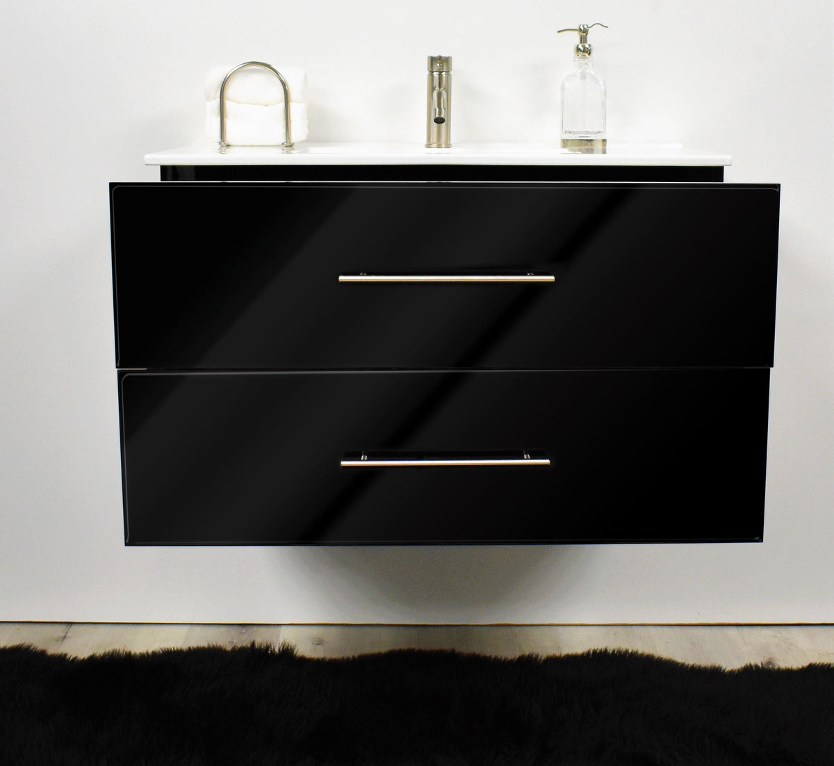 Volpa USA Napa 36" Modern Wall-Mounted Floating Bathroom Vanity Glossy Black MTD-3336GB-1 fto