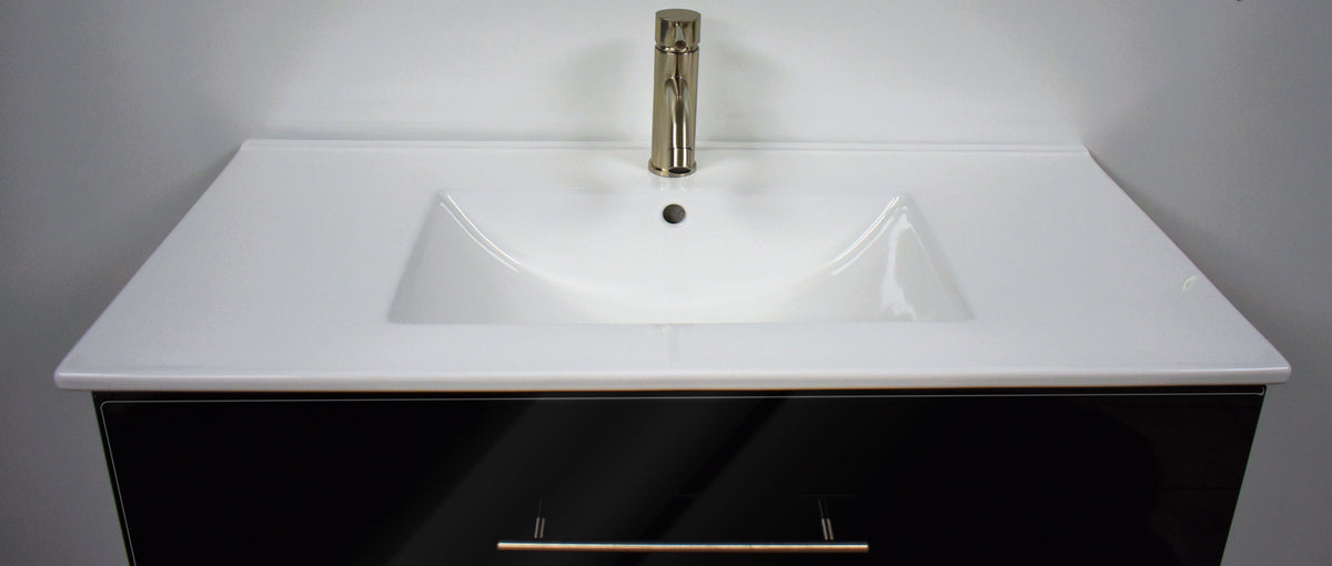 Volpa USA Napa 36" Modern Wall-Mounted Floating Bathroom Vanity Glossy Black MTD-3336GB-1 oh