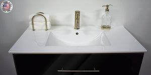 Volpa USA Napa 36" Modern Wall-Mounted Floating Bathroom Vanity Glossy Black MTD-3336GB-1 ohsmiu
