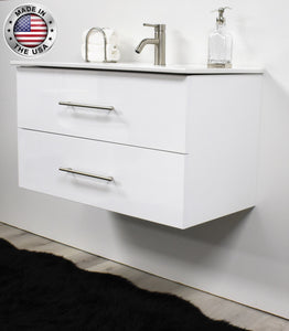 Volpa USA Napa 36" Modern Wall-Mounted Floating Bathroom Vanity Glossy White MTD-3336GW-1 amiu
