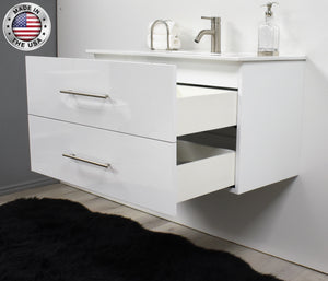 Volpa USA Napa 36" Modern Wall-Mounted Floating Bathroom Vanity Glossy White MTD-3336GW-1 aomiu