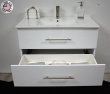 Load image into Gallery viewer, Volpa USA Napa 36&quot; Modern Wall-Mounted Floating Bathroom Vanity Glossy White MTD-3336GW-1 bdomiu