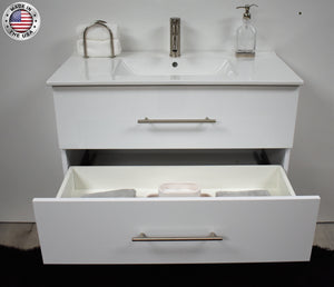 Volpa USA Napa 36" Modern Wall-Mounted Floating Bathroom Vanity Glossy White MTD-3336GW-1 bdomiu
