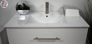 Volpa USA Napa 36" Modern Wall-Mounted Floating Bathroom Vanity Glossy White MTD-3336GW-1 cmiu