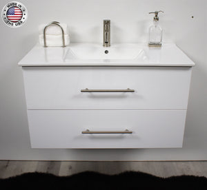 Volpa USA Napa 36" Modern Wall-Mounted Floating Bathroom Vanity Glossy White MTD-3336GW-1 topmiu