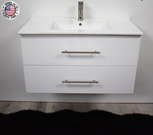 Volpa USA Napa 36" Modern Wall-Mounted Floating Bathroom Vanity Glossy White MTD-3336GW-1 tpmiu