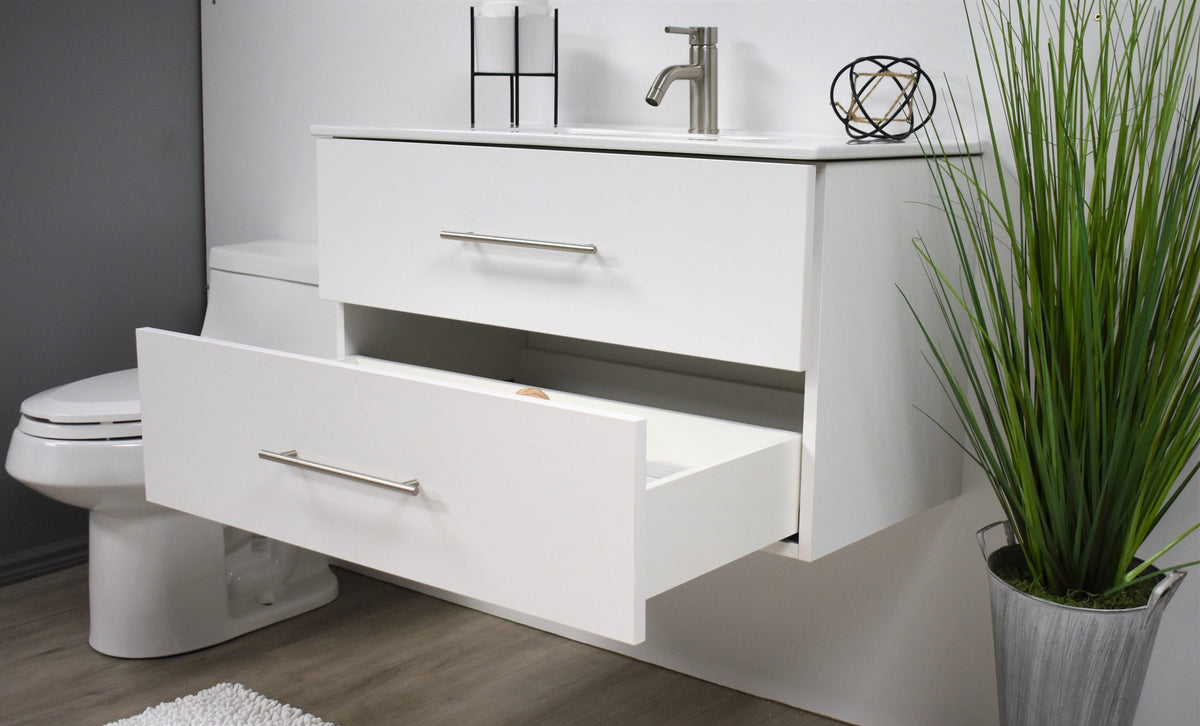 Volpa USA Napa 36" Modern Wall-Mounted Floating Bathroom Vanity Glossy White MTD-3336GW-1 ao