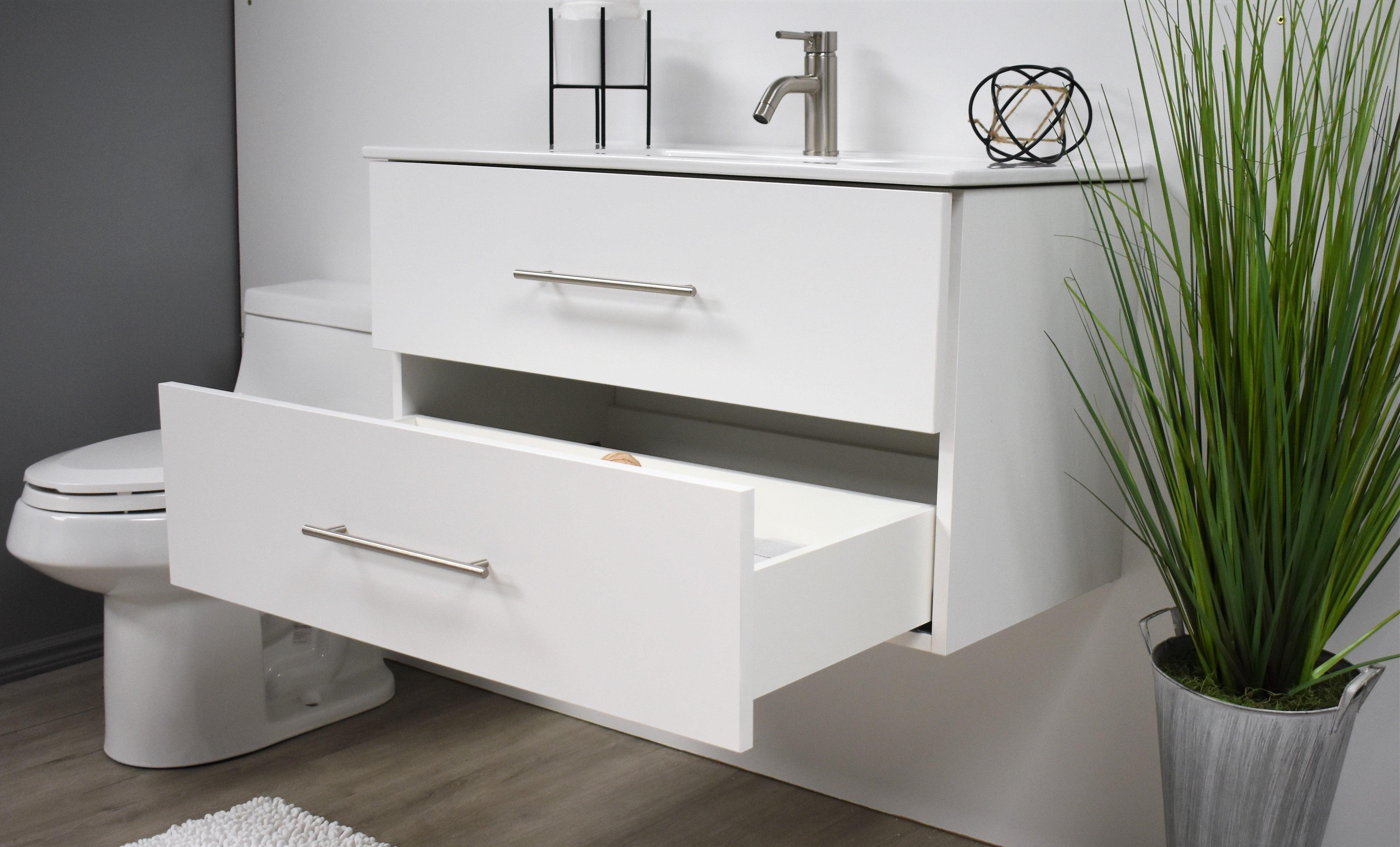 Volpa USA Napa 36" Modern Wall-Mounted Floating Bathroom Vanity Glossy White MTD-3336GW-1 ao