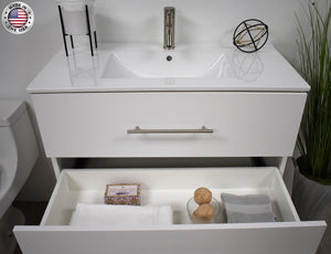 Volpa USA Napa 36" Modern Wall-Mounted Floating Bathroom Vanity Glossy White MTD-3336GW-1 bodmiu