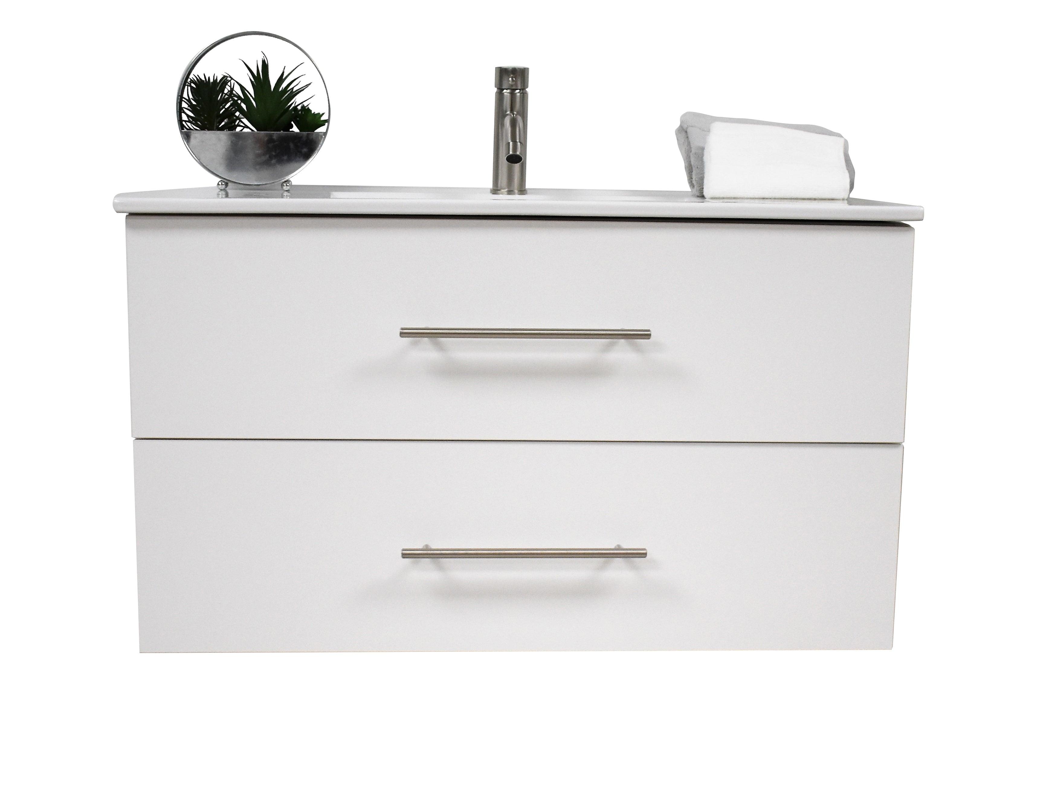 Volpa USA Napa 36" Modern Wall-Mounted Floating Bathroom Vanity White MTD-3336W-1