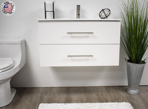 Volpa USA Napa 36" Modern Wall-Mounted Floating Bathroom Vanity Glossy White MTD-3336GW-1 fmiu