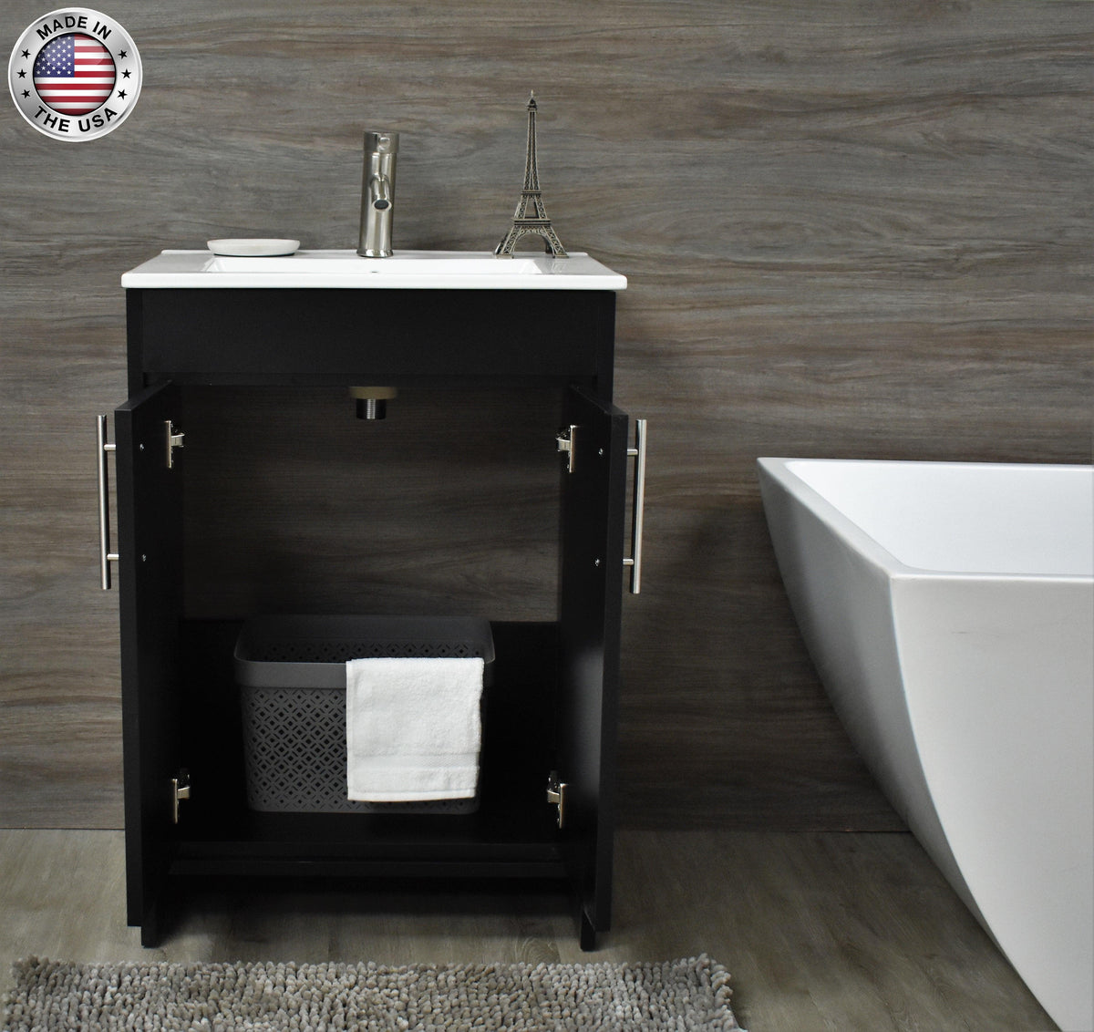 Villa 24" Vanity Black MTD-3424BK-14frontopenstagedMIU