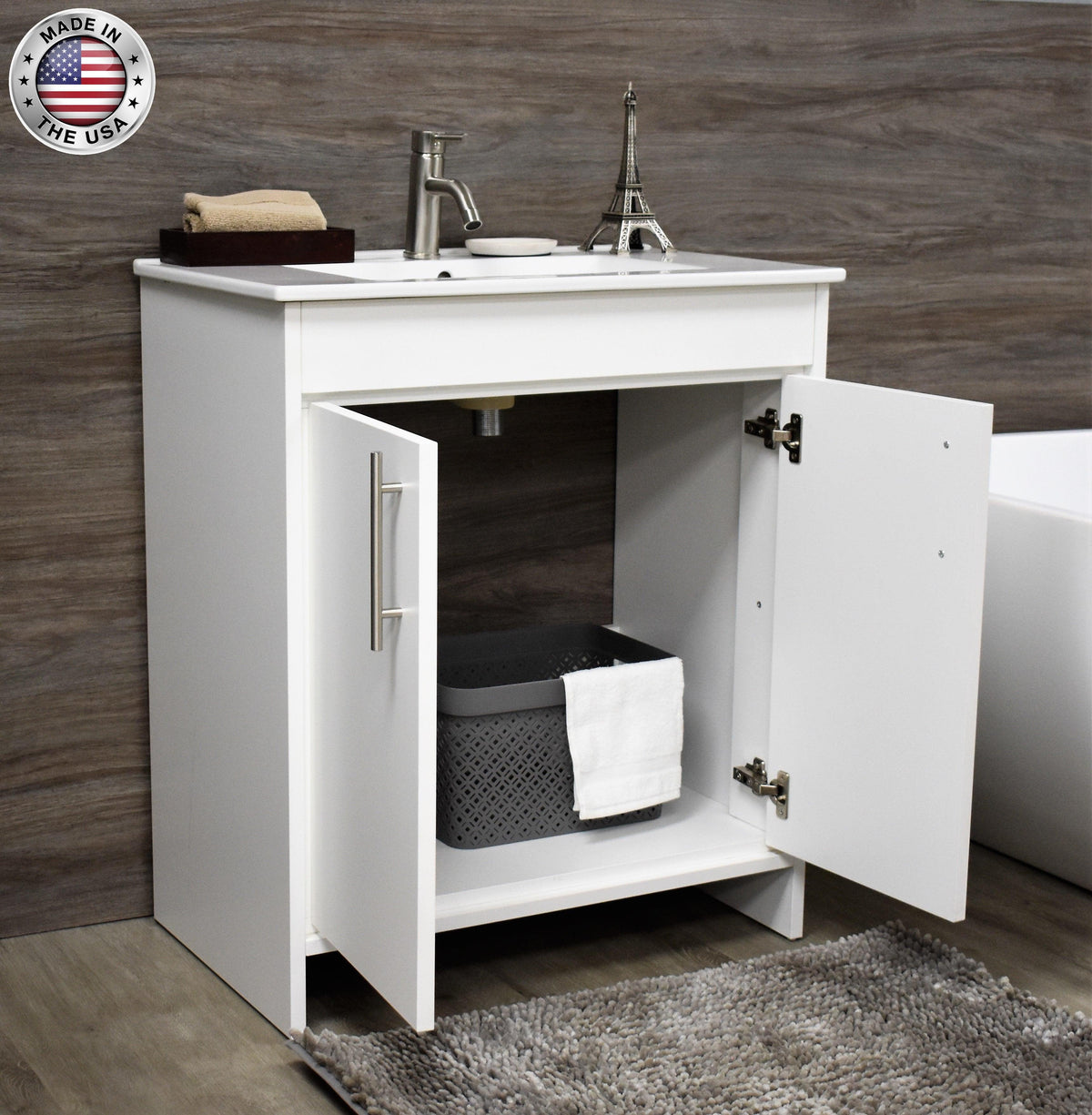  Villa 30" White Vanity MTD-3430W-14angleopenstagedMIU