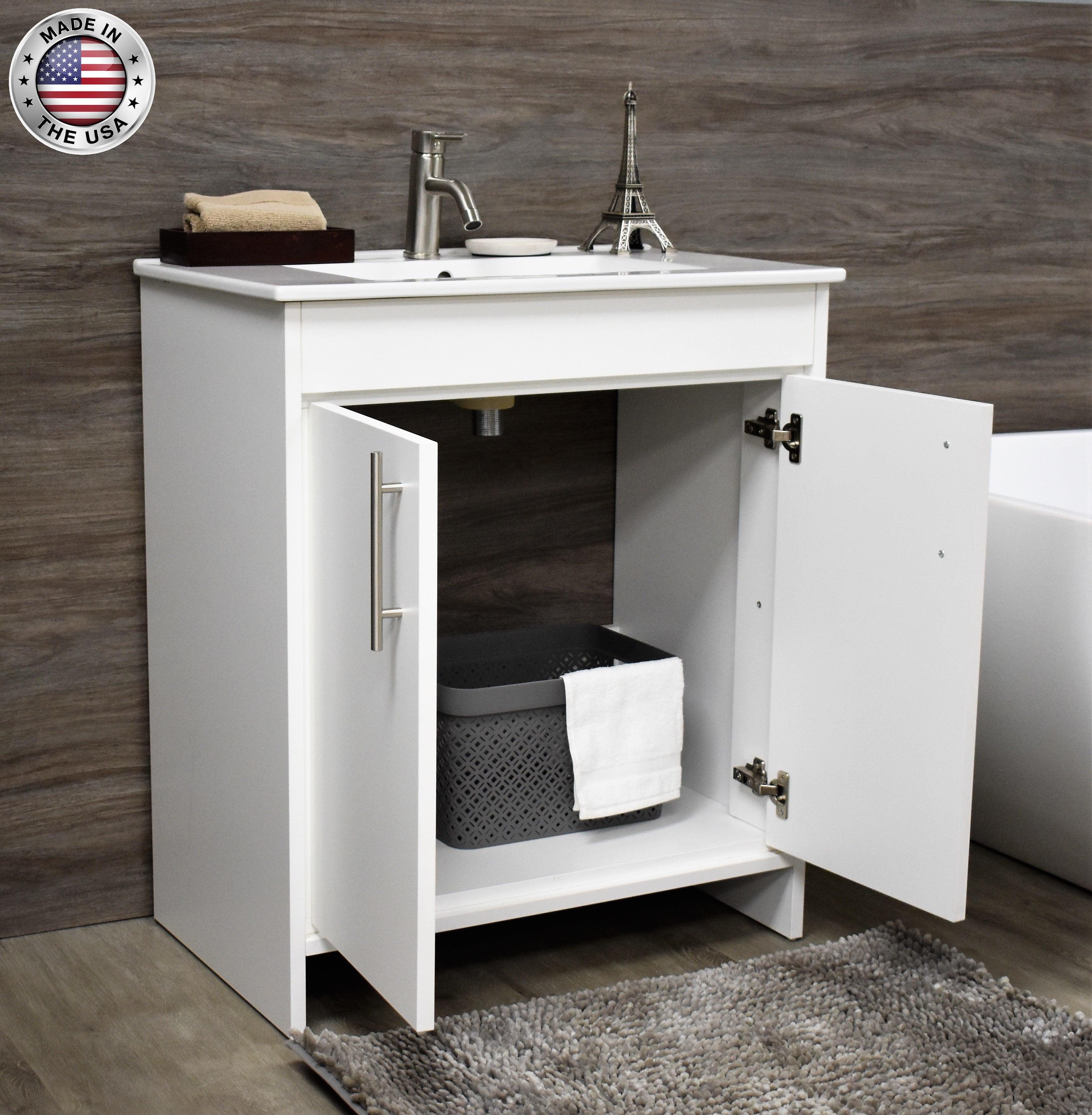  Villa 30" White Vanity MTD-3430W-14angleopenstagedMIU