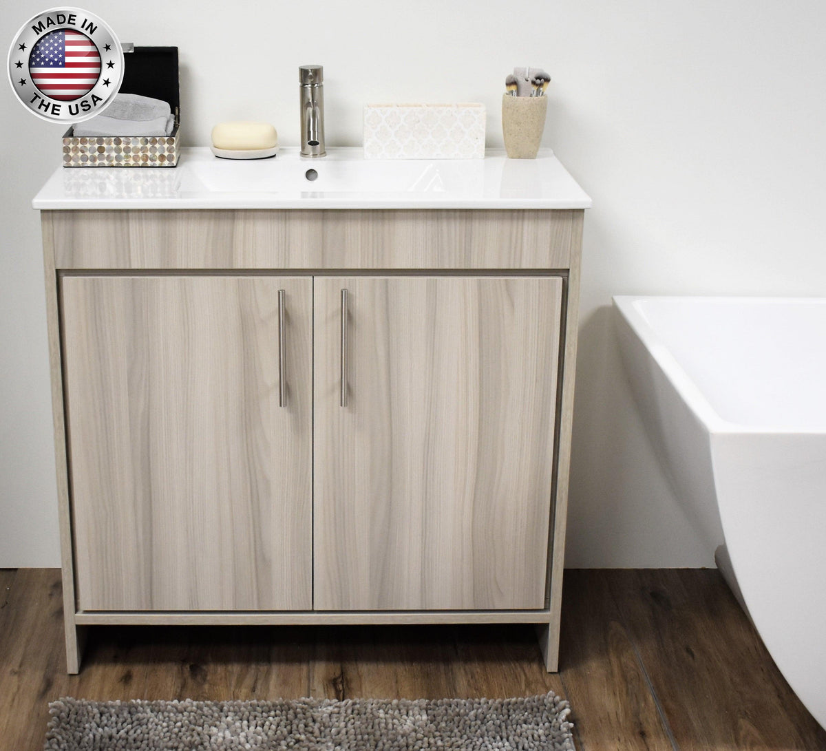 Villa 36" Modern Ash Grey Vanity MTD-3436AG-14_FrontClosedStagedMIU