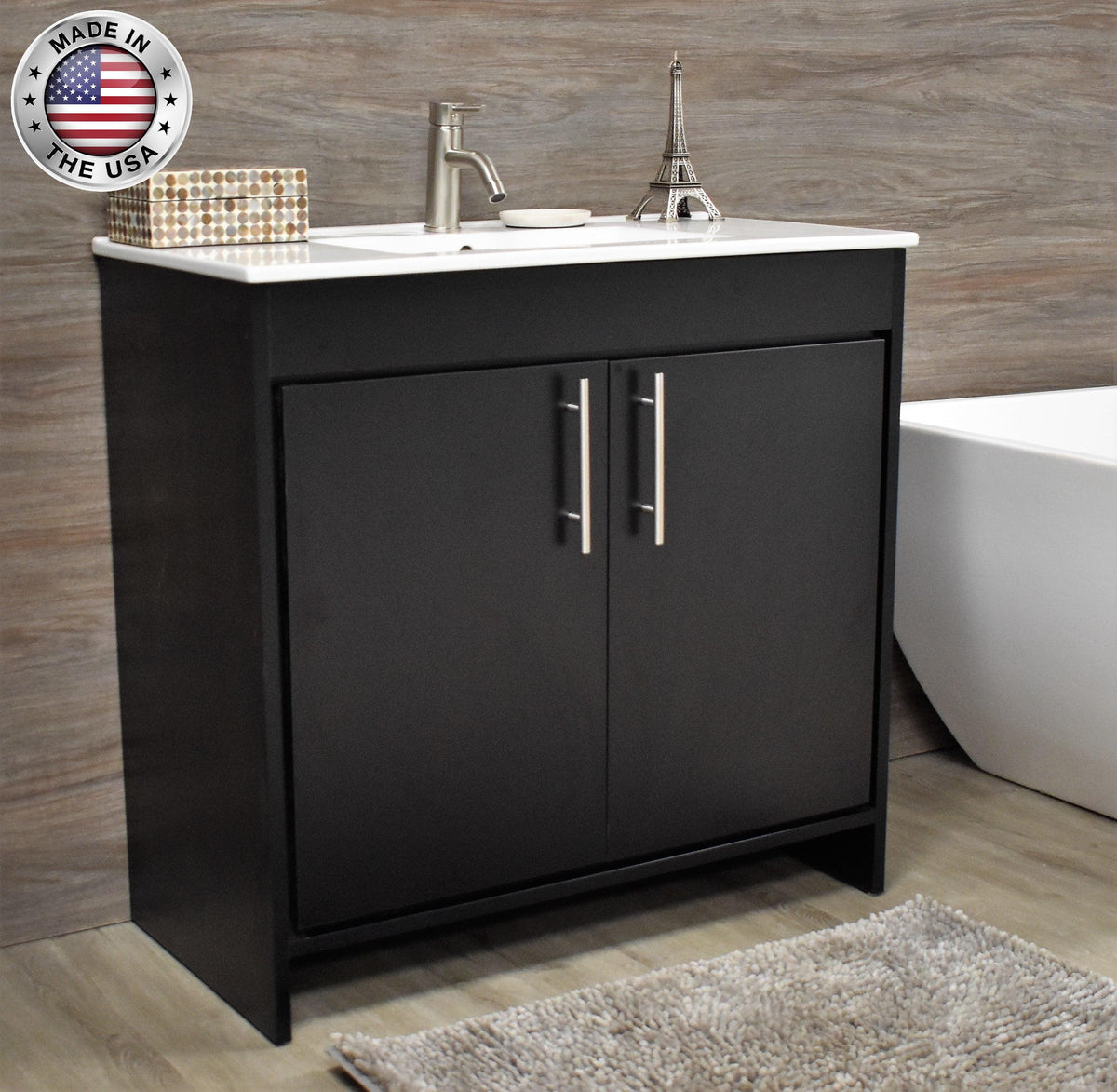 Villa 36" Modern Black Vanity MTD-3436BK-14anglestagedMIU