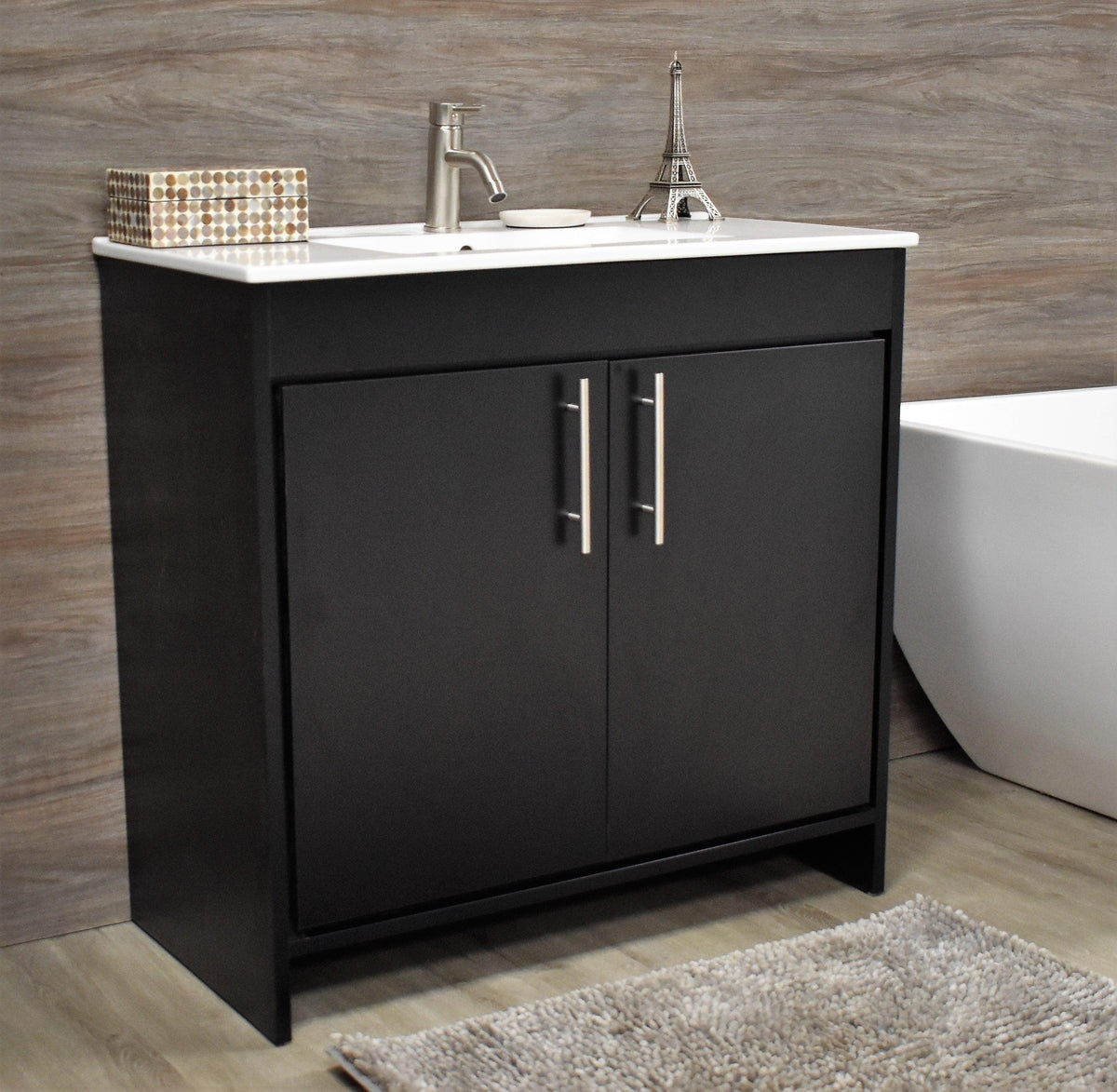 Villa 36" Modern Black Vanity MTD-3436BK-14anglestaged