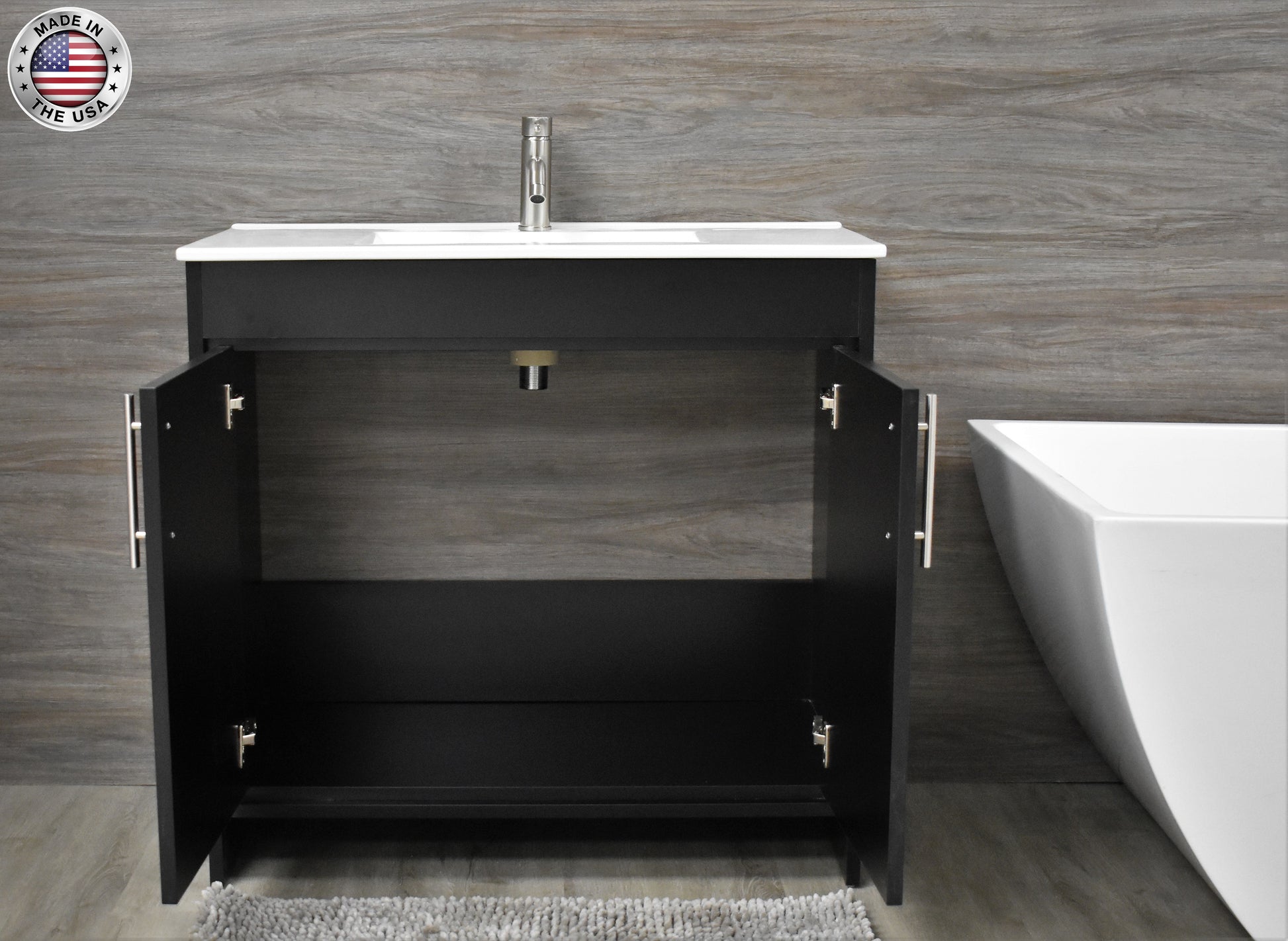 Villa 36" Modern Black Vanity MTD-3436BK-14frontopenMIU