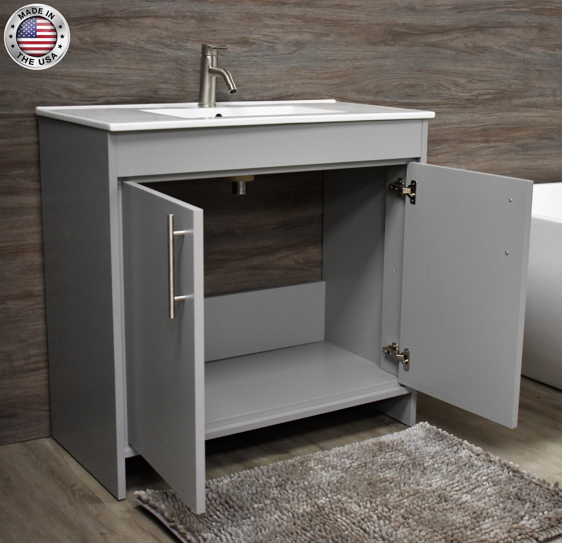 Villa 36" Modern Grey Vanity MTD-3436G-14angleopenMIU