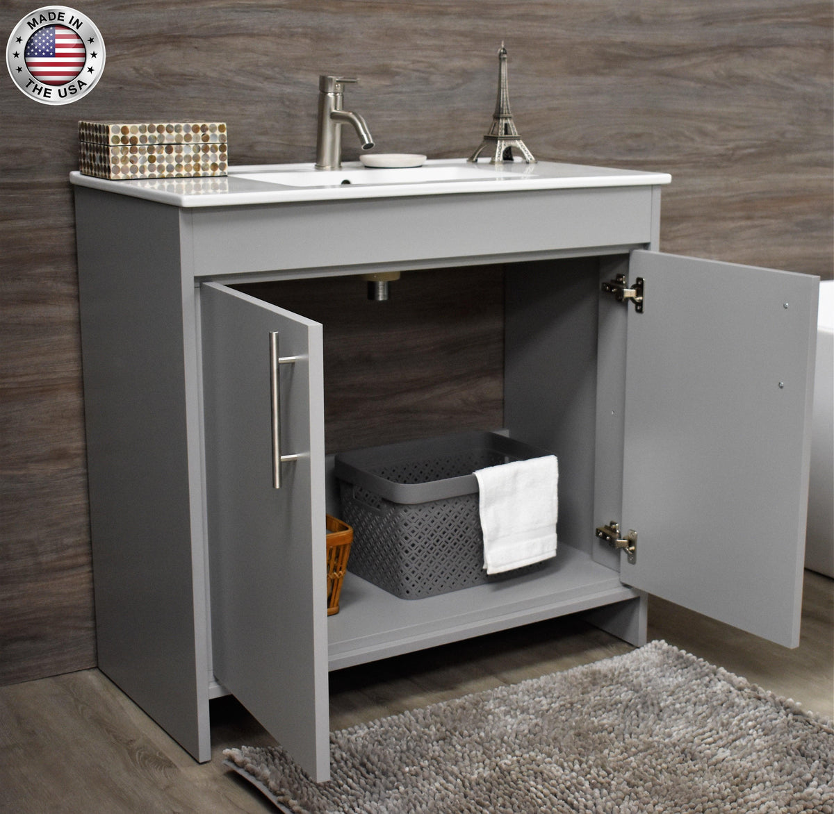 Villa 36" Modern Grey Vanity MTD-3436G-14angleopenstagedMIU