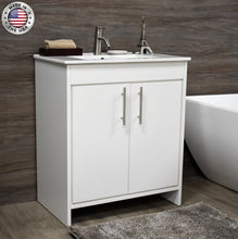 Load image into Gallery viewer, Villa 36&quot; Modern White Vanity MTD-3436W-14anglestagedMIU