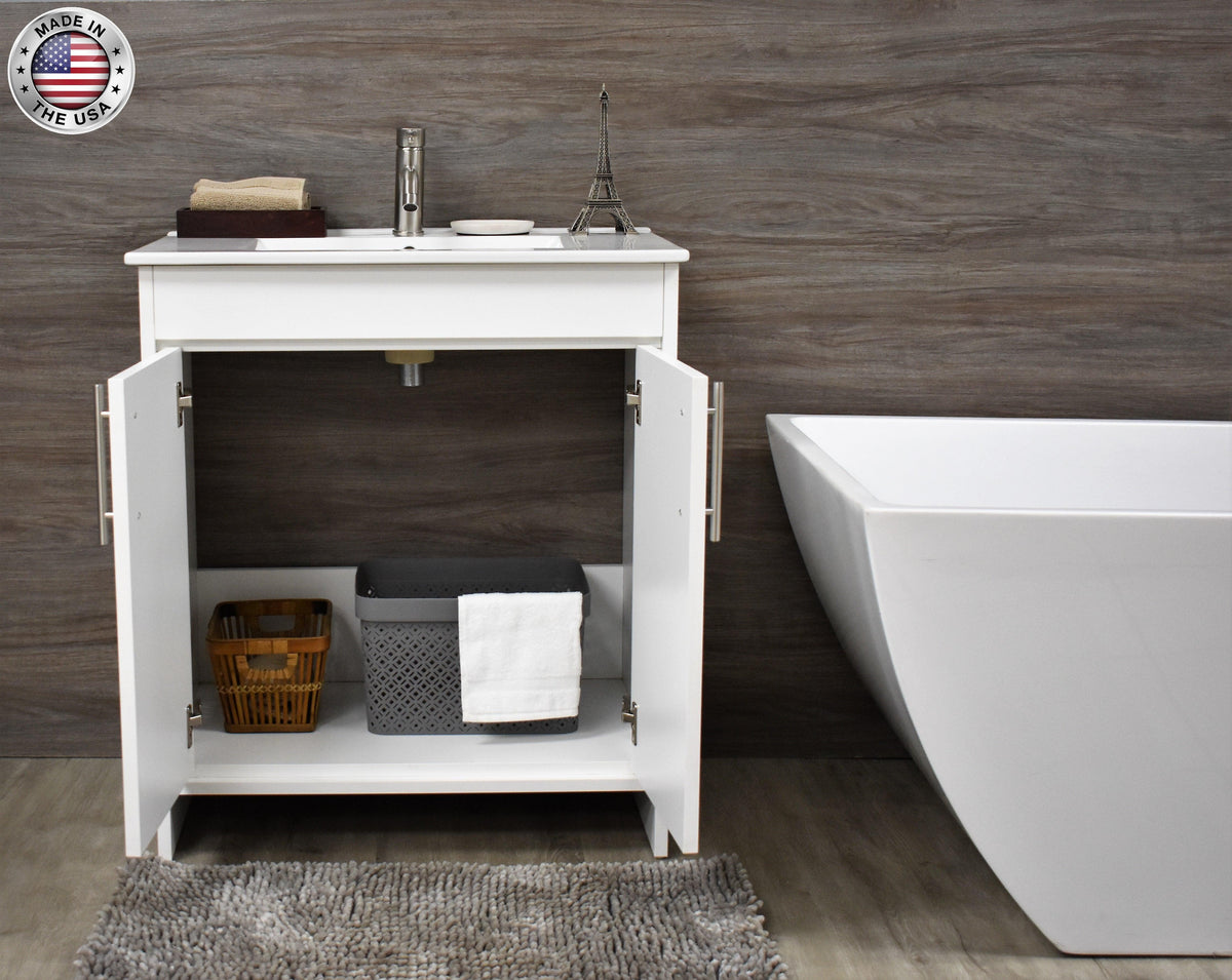 Villa 36" Modern White Vanity MTD-3436W-14frontopenstagedMIU