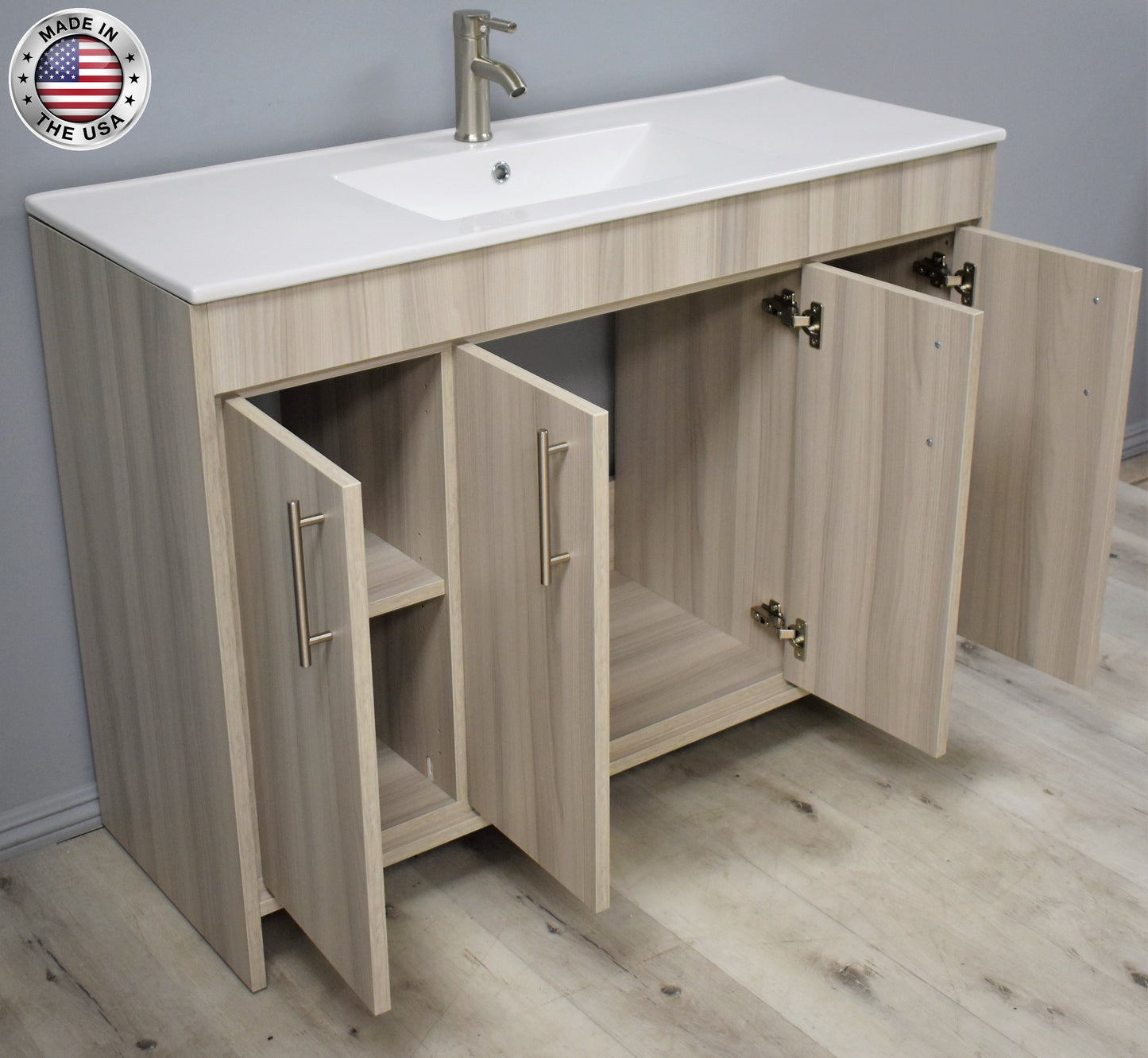 Volpa USA Villa 48" Modern Bathroom Vanity Ash Grey MTD-3448AG-14 AOMIU