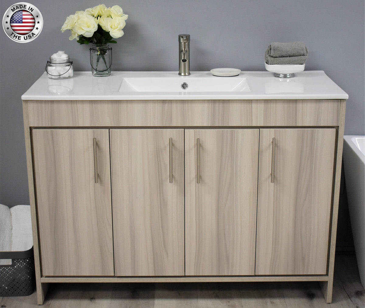 Volpa USA Villa 48" Modern Bathroom Vanity Ash Grey MTD-3448AG-14 FSCMIU