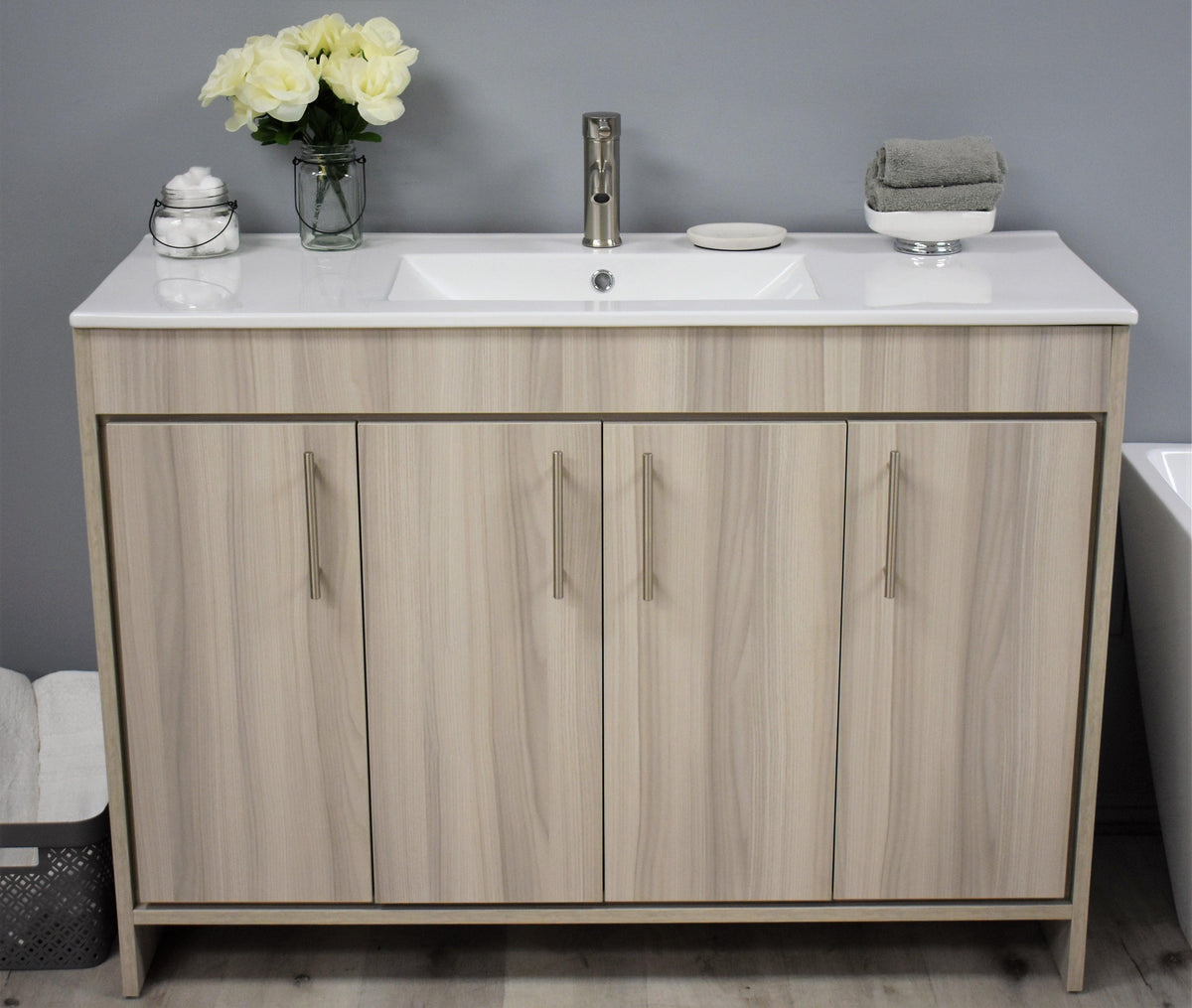 Volpa USA Villa 48" Modern Bathroom Vanity Ash Grey MTD-3448AG-14 FSC