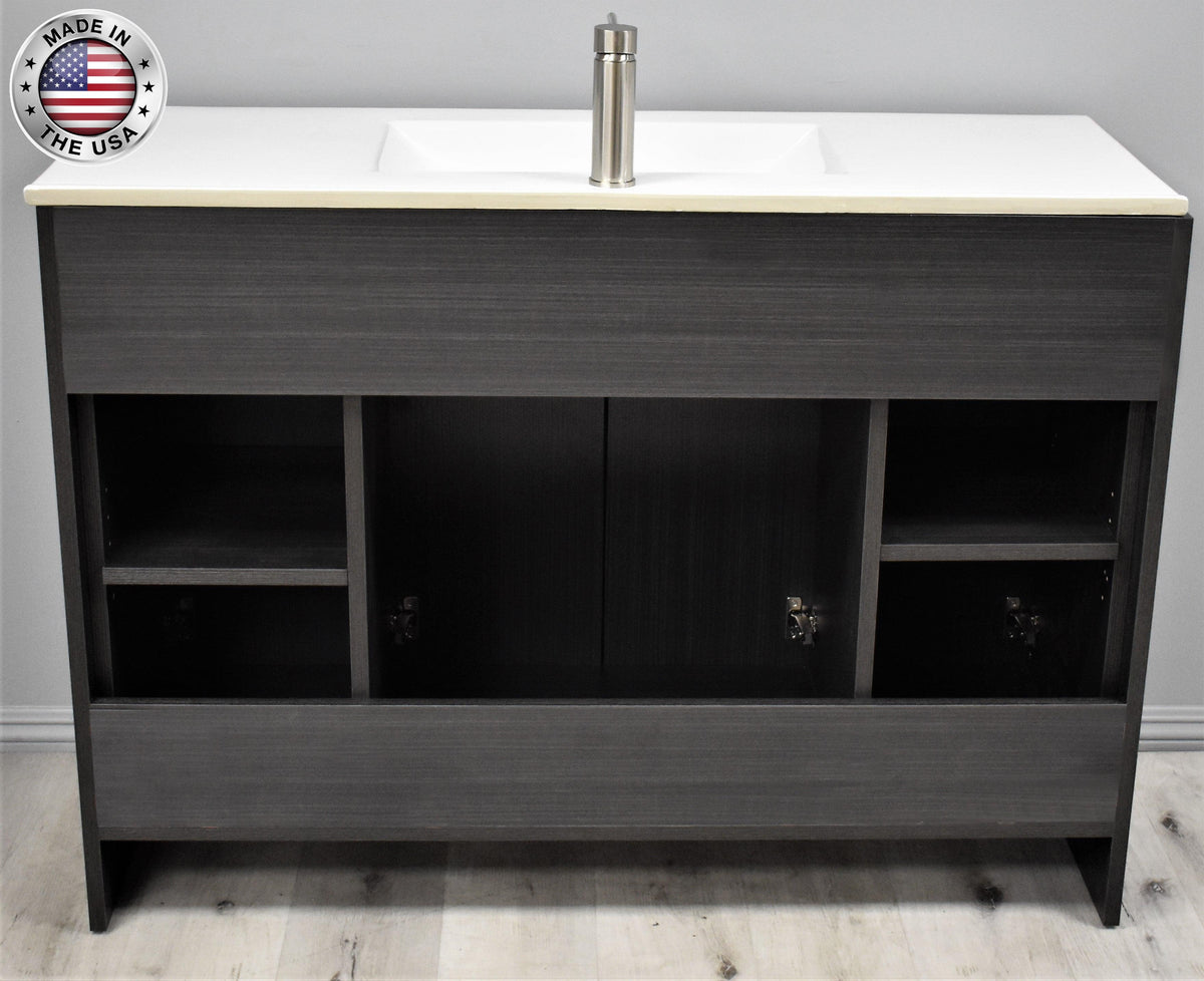 Volpa USA Villa 48" Modern Bathroom Vanity Black Ash MTD-3448BA-14 BackMIU